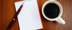 Notebook and coffee